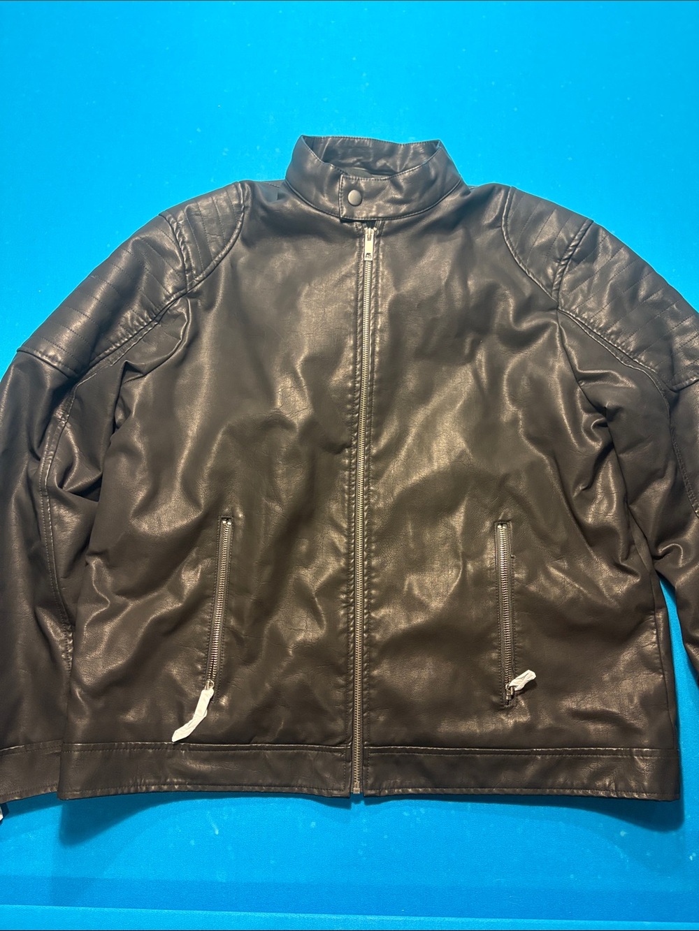 Apt. 9 Black XL Faux Leather Hooded Motorcycle Bomber Jacket mint